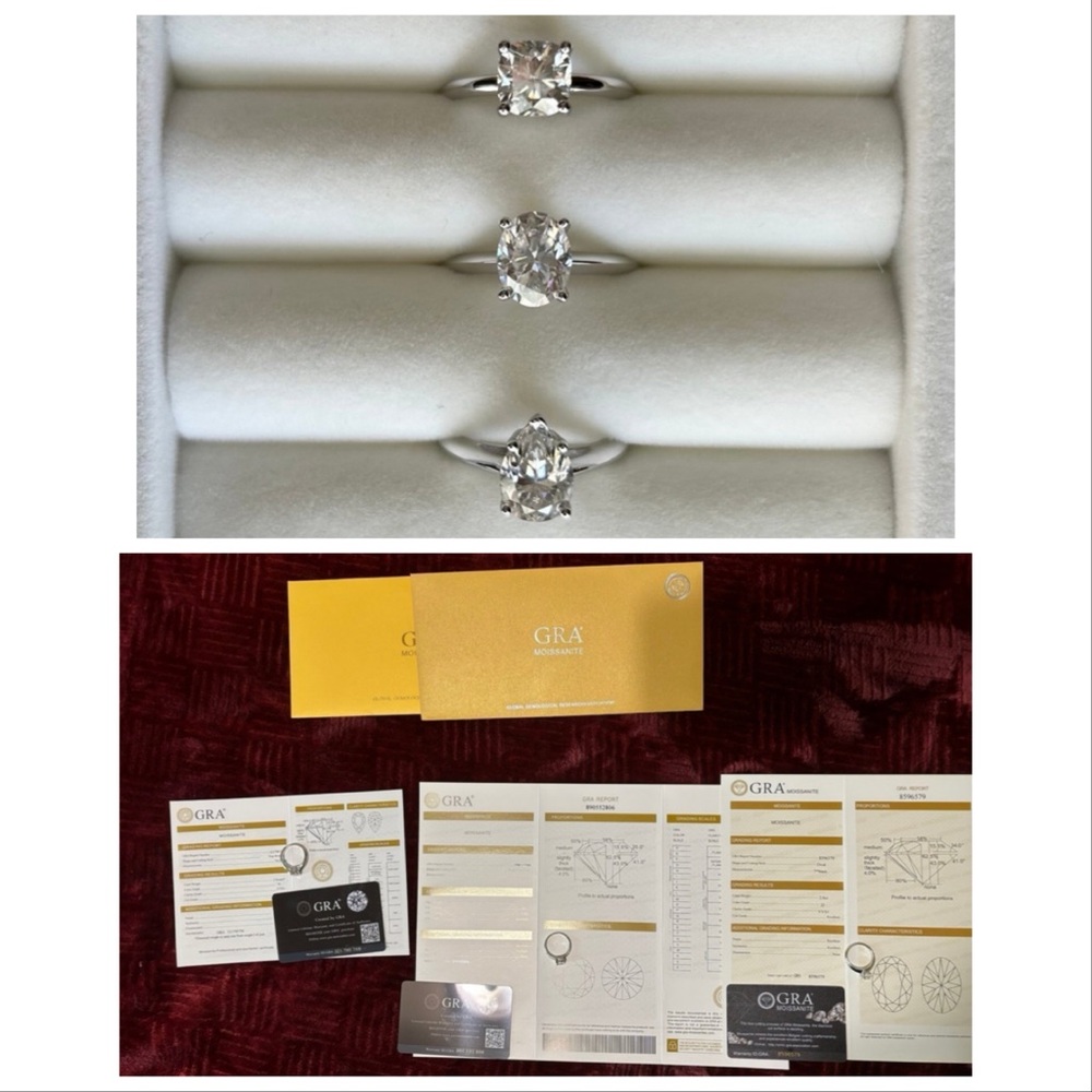 (3) Authentic GRA Moissanite 2 ct Rings Size 7